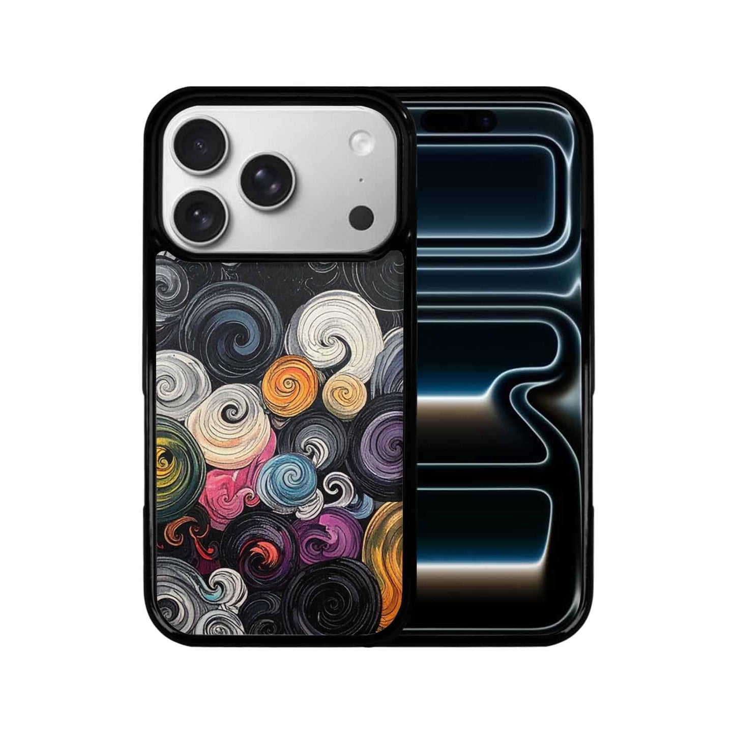 iPhone 17 Pro Case — Tie Dye Swirls Black White Tie, Custom Designed Case Cover