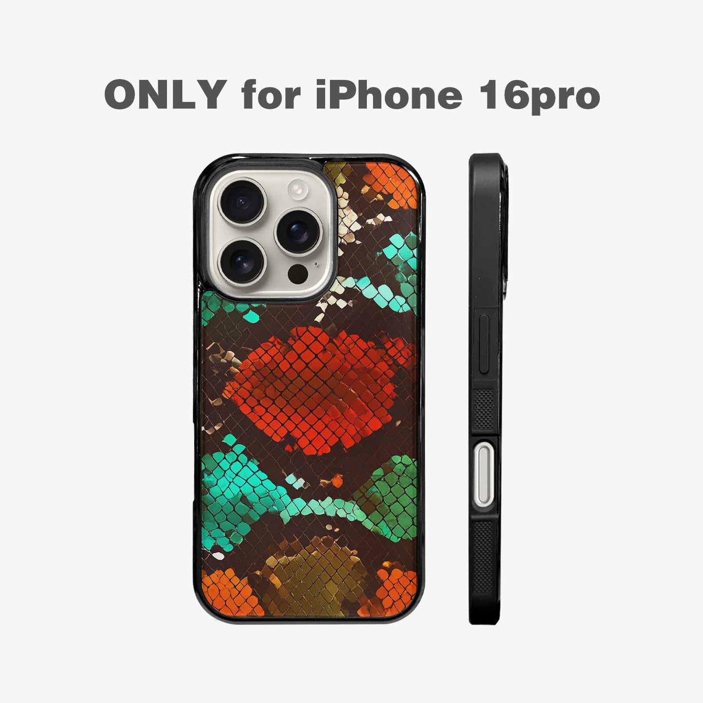 iPhone 16 Pro Case — Dark Snake Print, Custom Printed Phone Case
