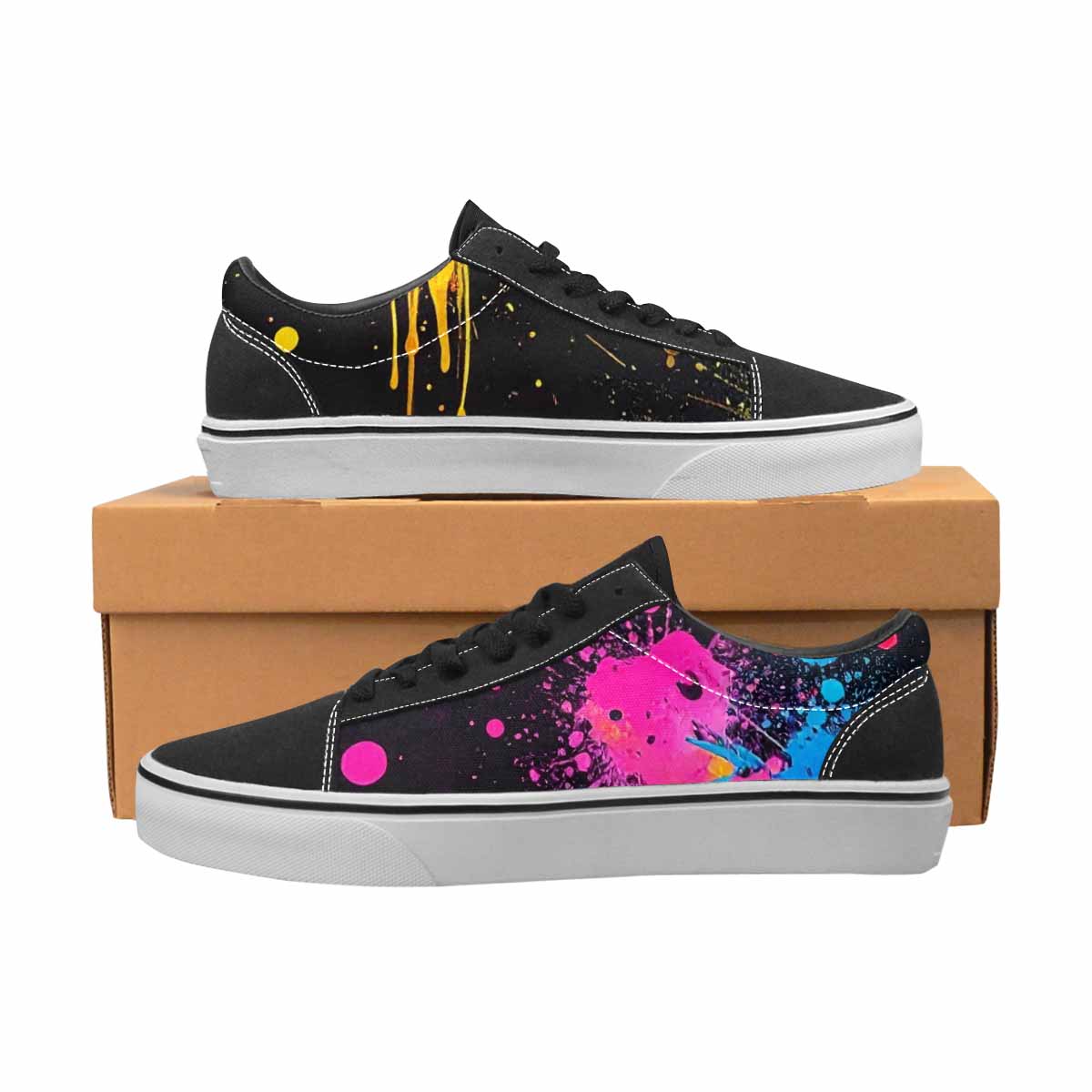 MEN'S Paint Splatter Canvas Lace-Up Cottagecore Custom Shoes
