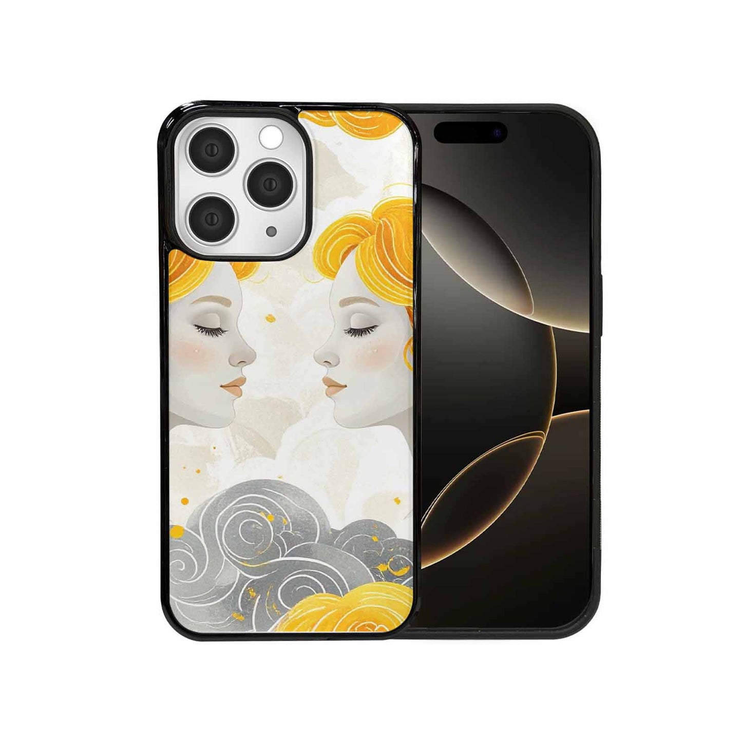 iPhone 15 Pro Max Case — Gemini Twins Zodiac Pattern Seamless Repeat, Unique Phone Case Design