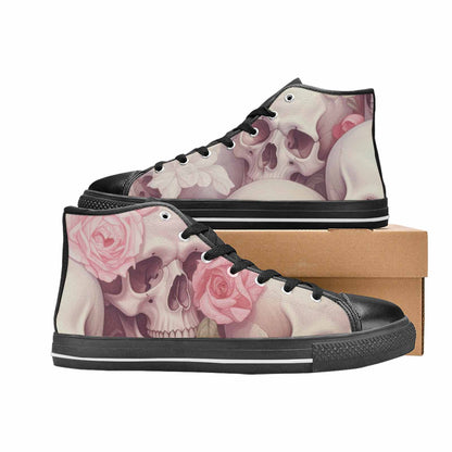 MEN'S Skulls Roses Soft Airbrush High Top Canvas Grunge Shoes