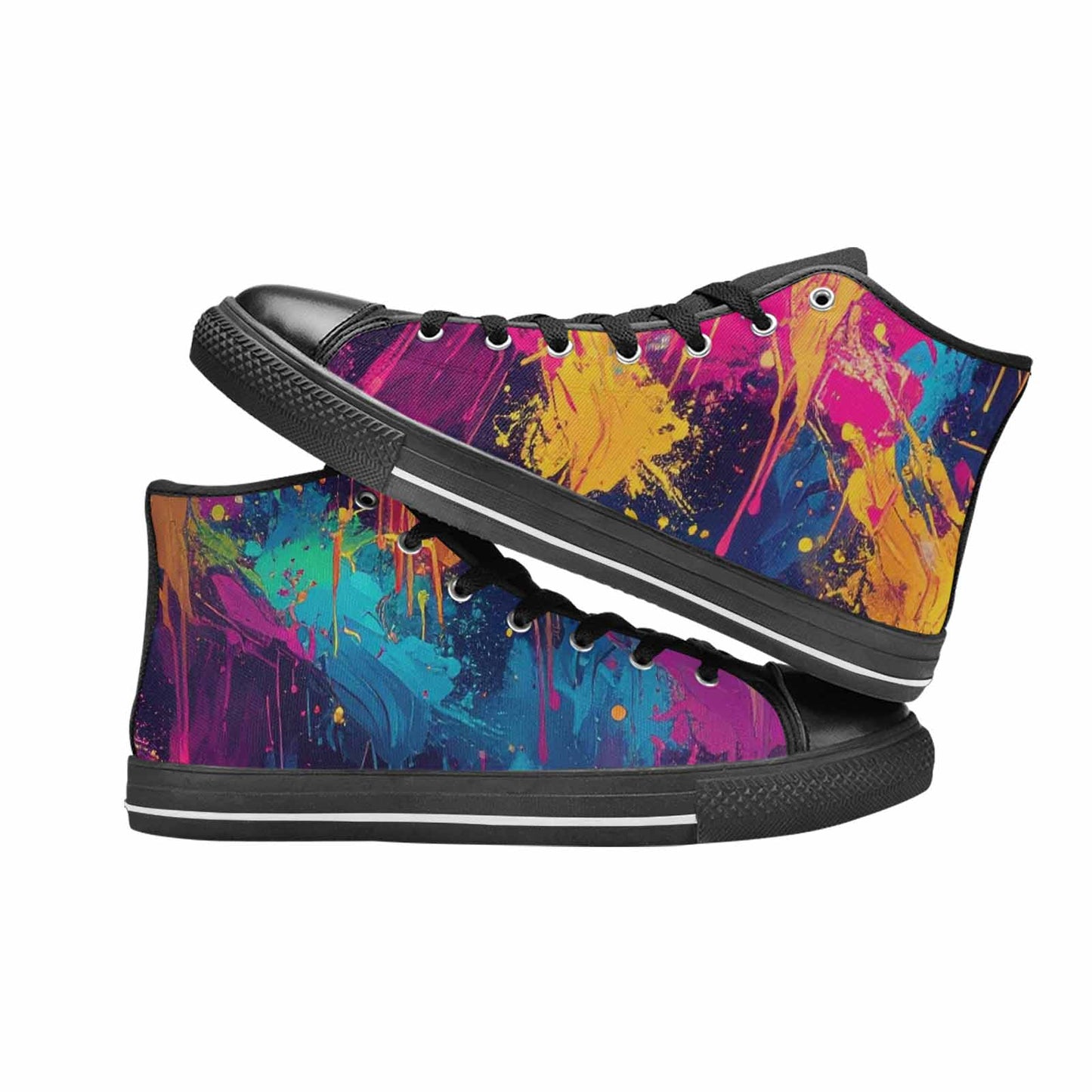 WOMEN'S Paint Splatter High Top Canvas Dreamcore Custom Sneakers