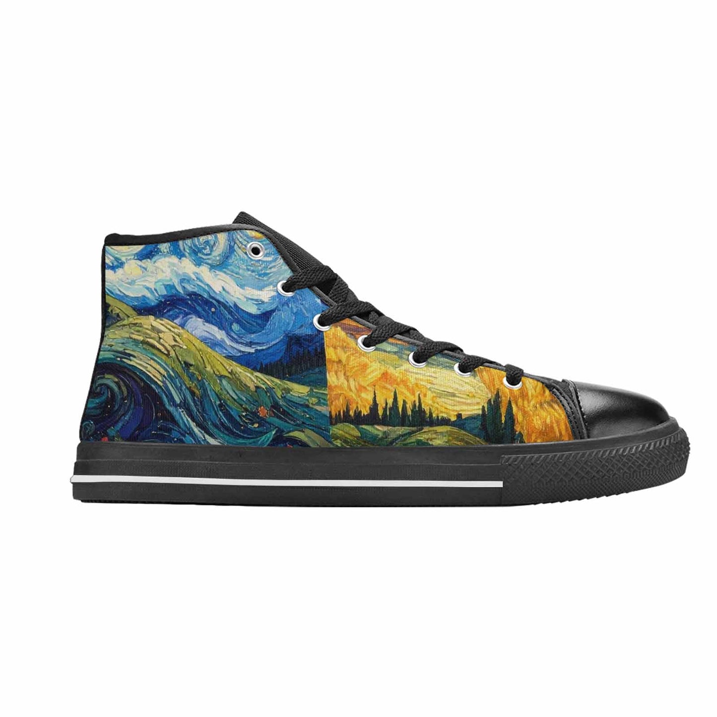 MEN'S Van Gogh-Style Swirl High Top Canvas Surreal Sneakers