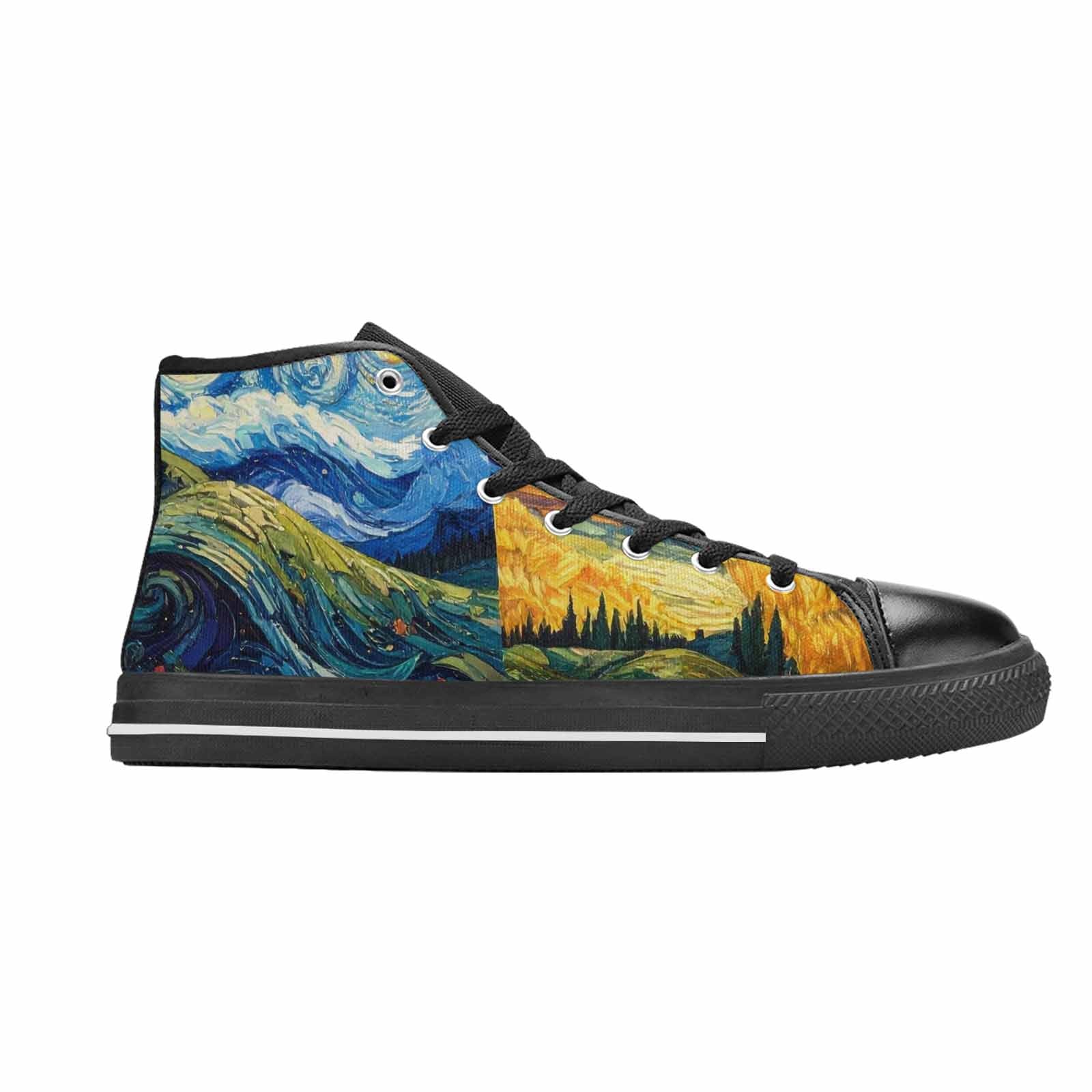 MEN'S Van Gogh-Style Swirl High Top Canvas Surreal Sneakers