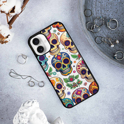iPhone 16 Plus Case — Vibrant Skull Seamless, Custom Art Phone Cover