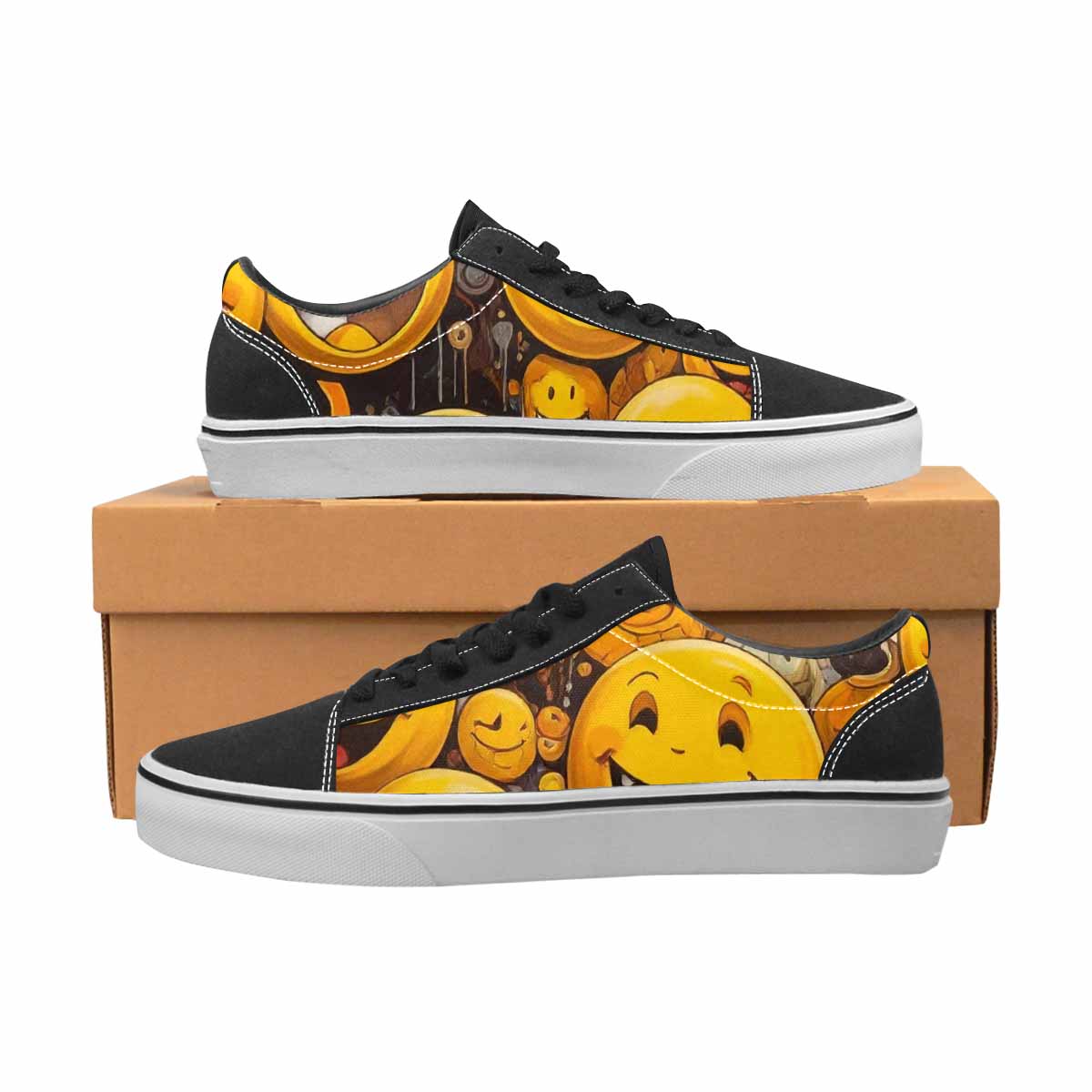 WOMEN'S Melting Moon Smiley — Lace-Up Canvas Neon Fantasy Shoes
