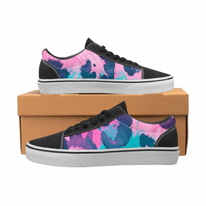WOMEN'S Leopard Neon Pink Teal Airbrush Canvas Lace-Up Vivid Sneakers