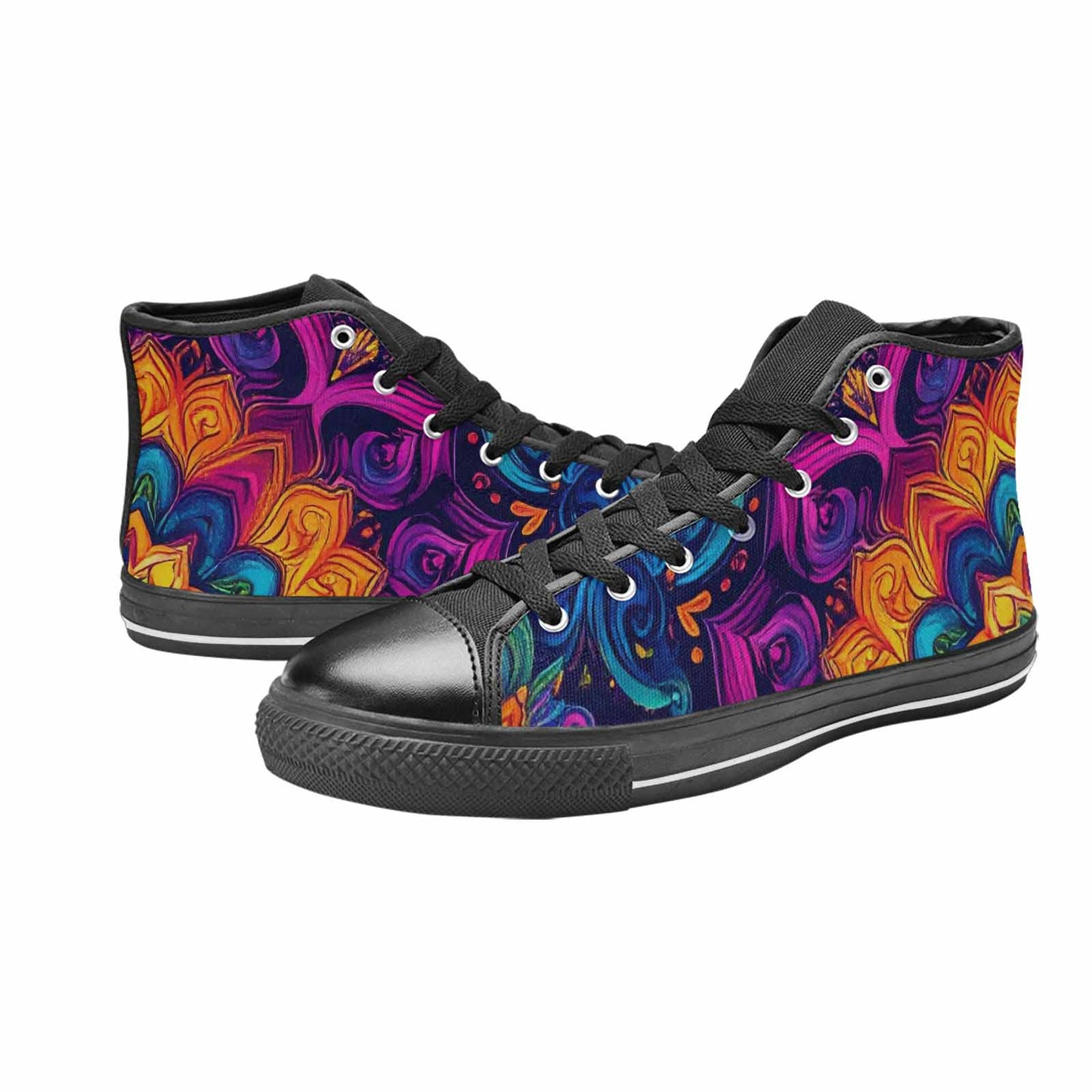 WOMEN'S Tie Dye Mandala High Top Canvas Wallpaper Art Sneakers