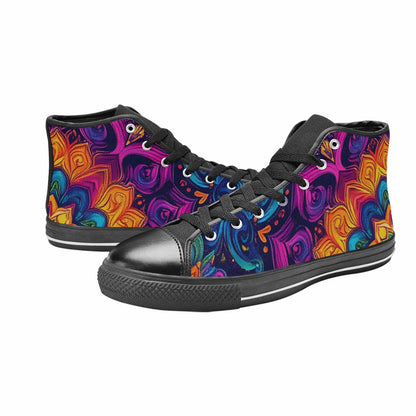 WOMEN'S Tie Dye Mandala High Top Canvas Wallpaper Art Sneakers