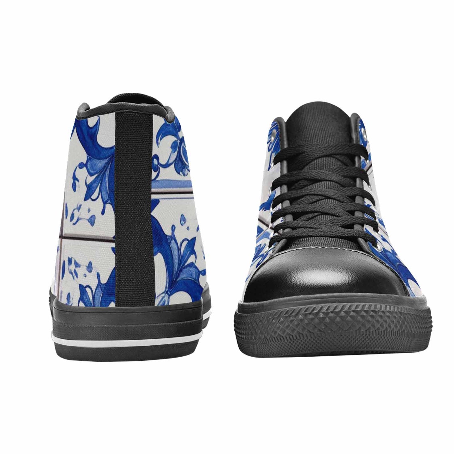 WOMEN'S Talavera Tile Floral High Top Canvas Vibrant Chaos Custom Shoes