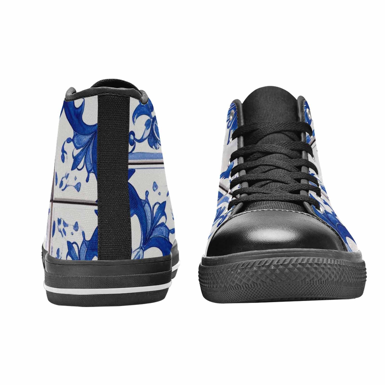WOMEN'S Talavera Tile Floral High Top Canvas Vibrant Chaos Custom Shoes