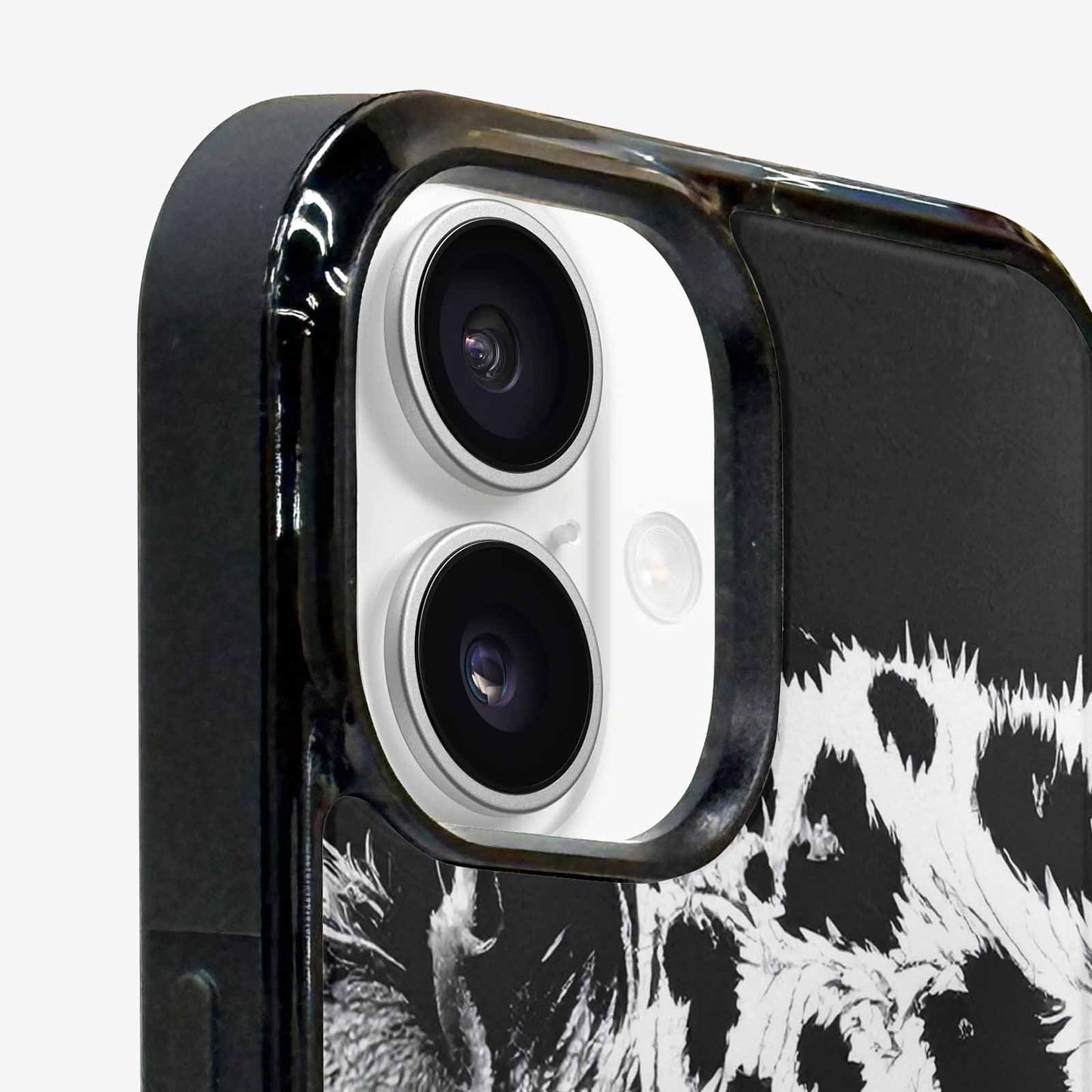 iPhone 16 Case — Leopard Print Black And White Style, Custom Printed Phone Case