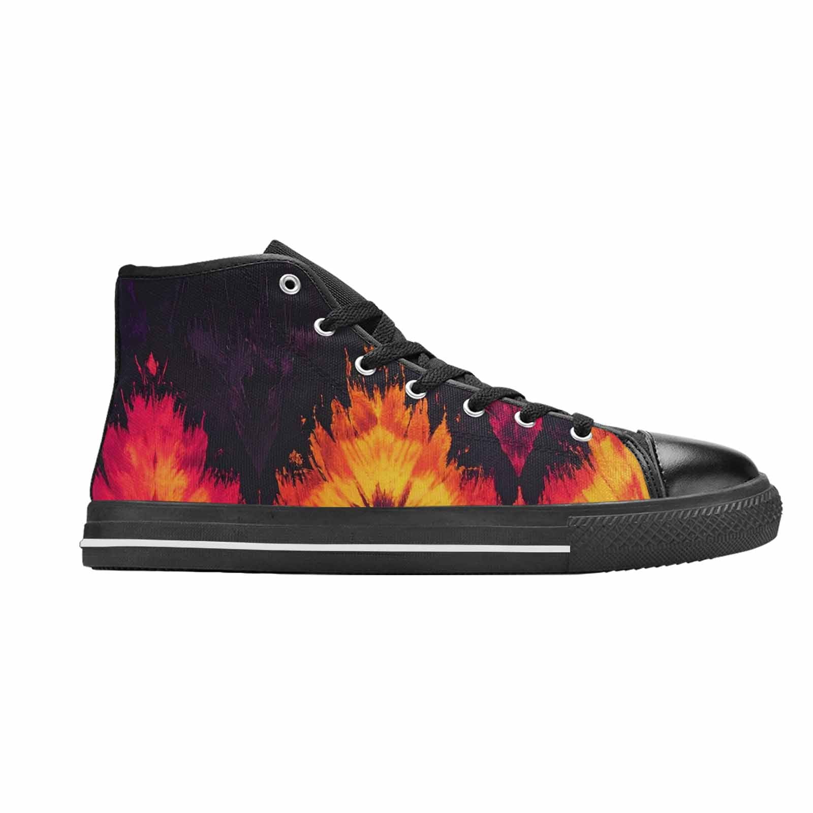 WOMEN'S Tie Dye Dark High Top Canvas Vibrant Chaos Sneakers