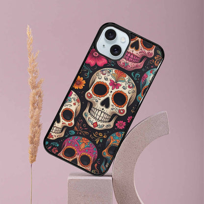 iPhone 15 Plus Case — Smaller Skulls Overlapping Seamless Pattern Of, Custom Made Phone Cover