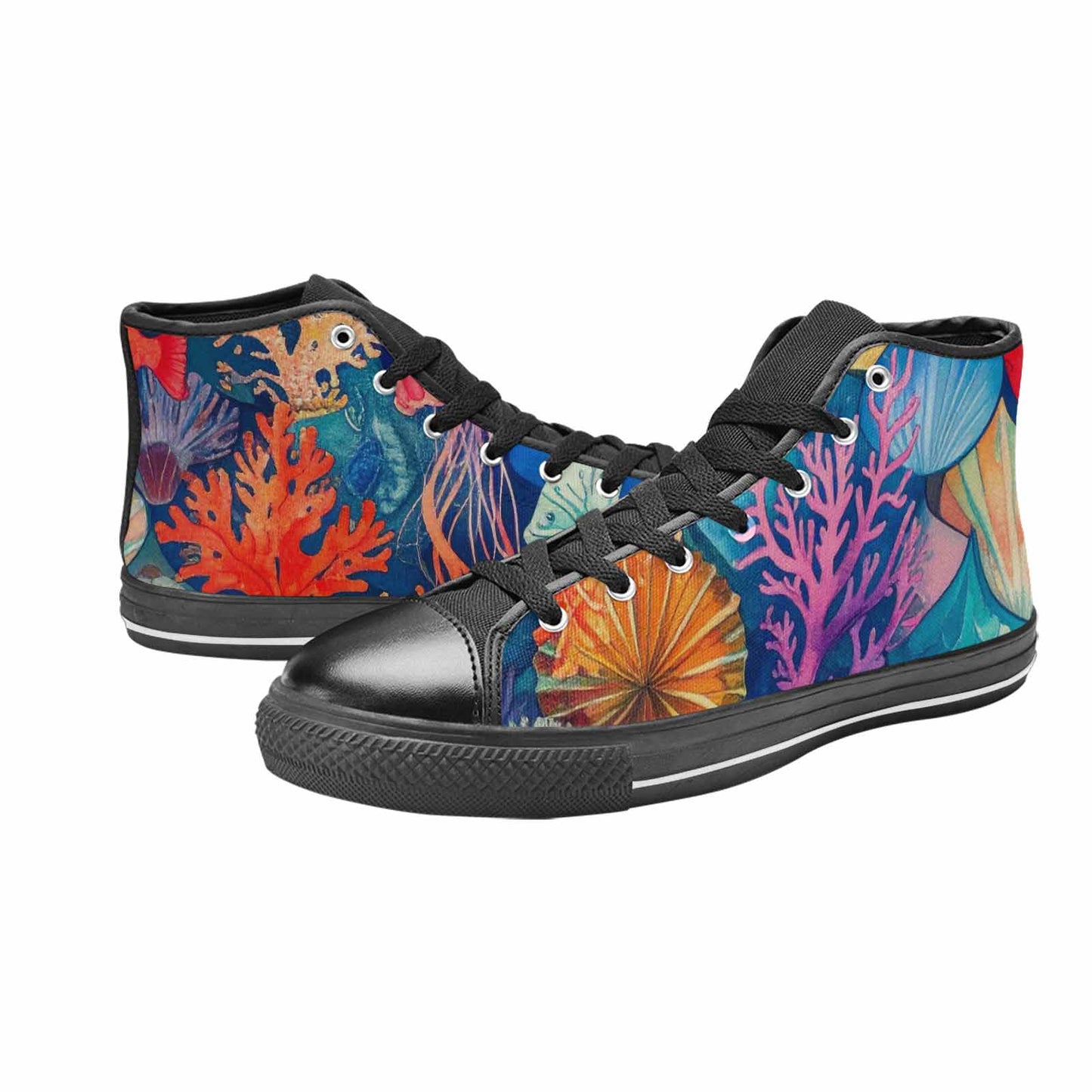 MEN'S Fish Scale Coral High Top Canvas Wallpaper Art Custom Sneakers