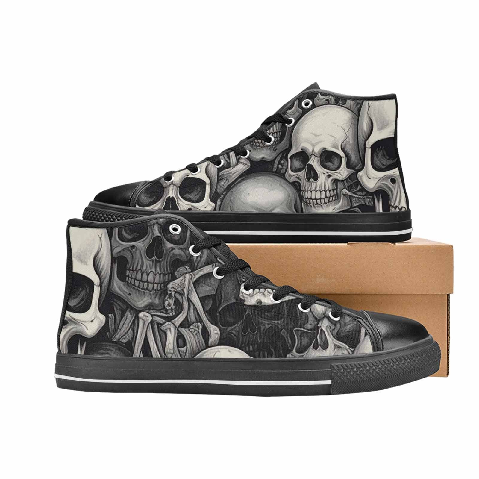 MEN'S Skulls - Classic High Top Canvas Dark Academia Custom Shoes