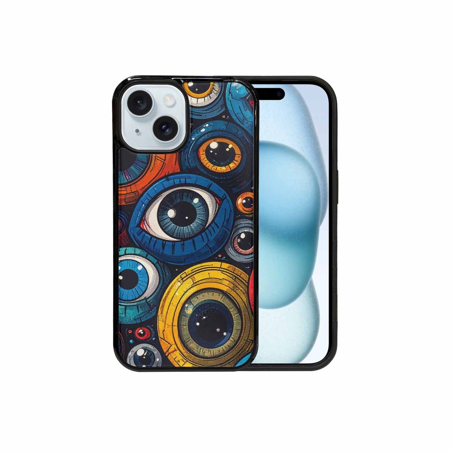 iPhone 15 Case — Cartoon Eyeballs, Custom Printed Phone Case