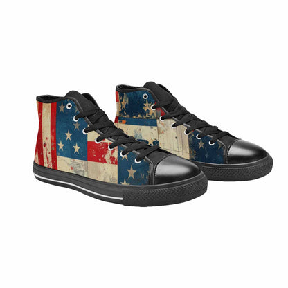 MEN'S American Flag Stars High Top Canvas Y2K Custom Shoes