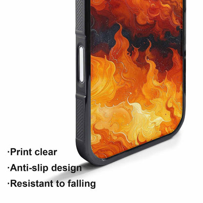 iPhone 17 Pro Max Case — Glossy Storm Flame Original Art, Custom Art Phone Cover