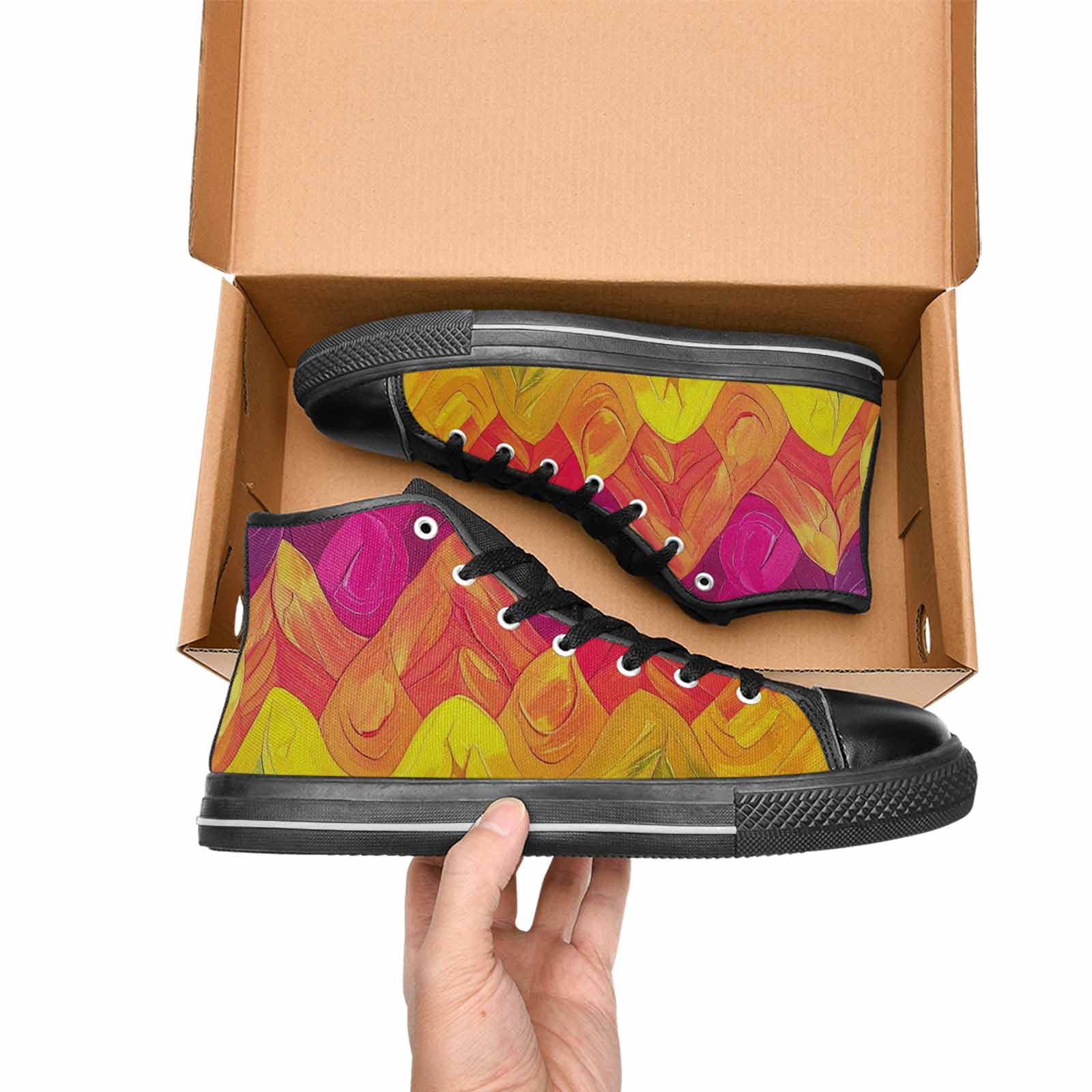 MEN'S Pansexual Flag Color High Top Canvas Vibrant Chaos Sneakers