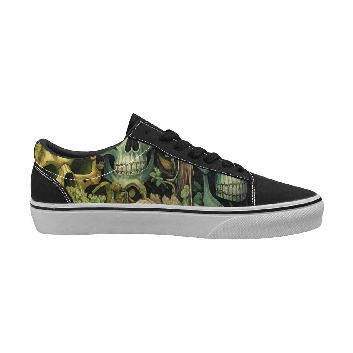 WOMEN'S Skulls  Botanical Skulls Lace-Up Canvas Melting Art Sneakers