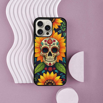 iPhone 16 Pro Max Case — Sunflowers And Skulls, Unique Phone Case Design