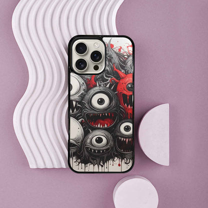 iPhone 16 Pro Max Case — Multi Eye Monster Black Red Ink, Original Design Phone Case