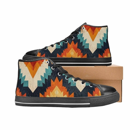 WOMEN'S Southwestern Geometric Diamond High Top Canvas Vivid Sneakers