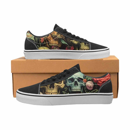 WOMEN'S Skulls  Botanical Skulls Lace-Up Canvas Melting Art Custom Sneakers