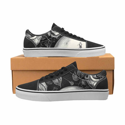 WOMEN'S Skulls Roses Pen Ink Canvas Lace-Up Surreal Custom Sneakers