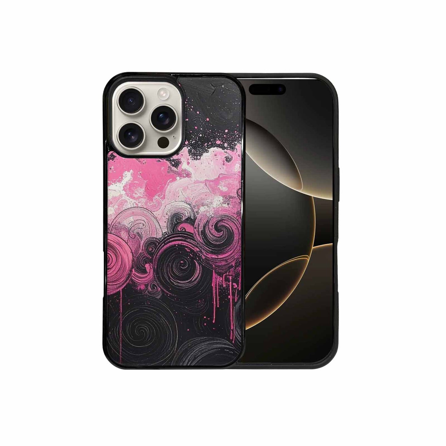 iPhone 16 Pro Max Case — Van Gogh Swirl Black Pink Ink, Custom Made Phone Cover