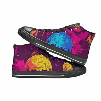 MEN'S Tie Dye Skulls Print High Top Canvas Aesthetic Shoes