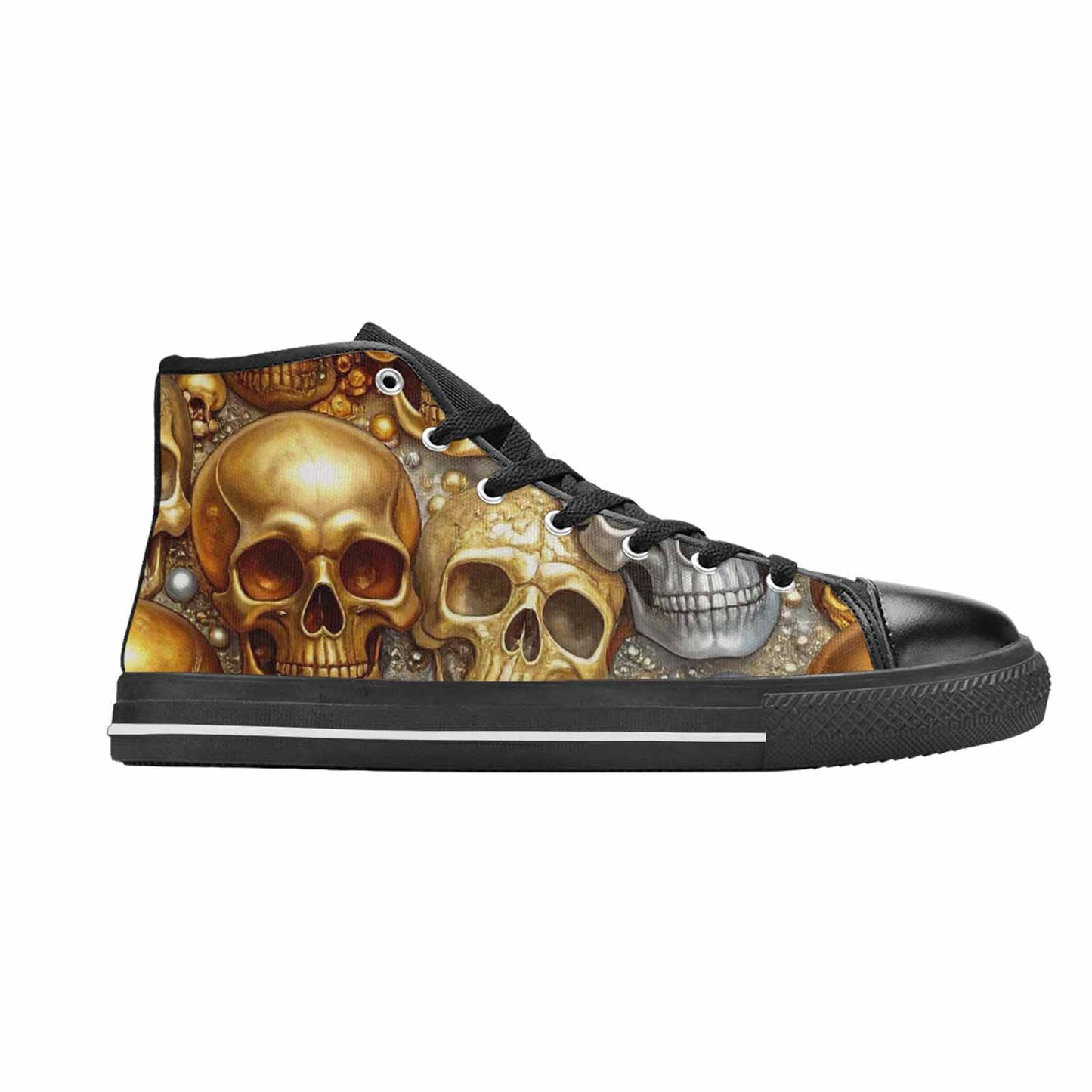 MEN'S Skulls - Metallic-Chrome- High Top Canvas Dreamcore Custom Sneakers