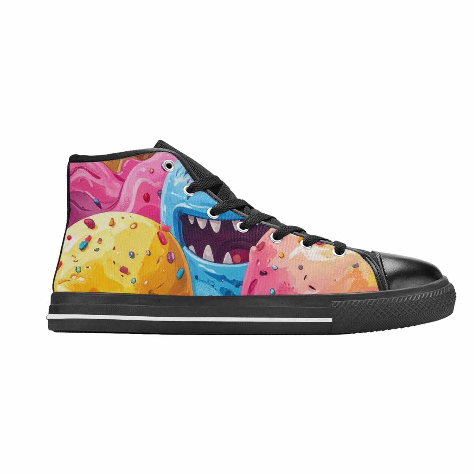 MEN'S Melting Icecream Monster Cherry High Top Canvas Vibrant Chaos Shoes