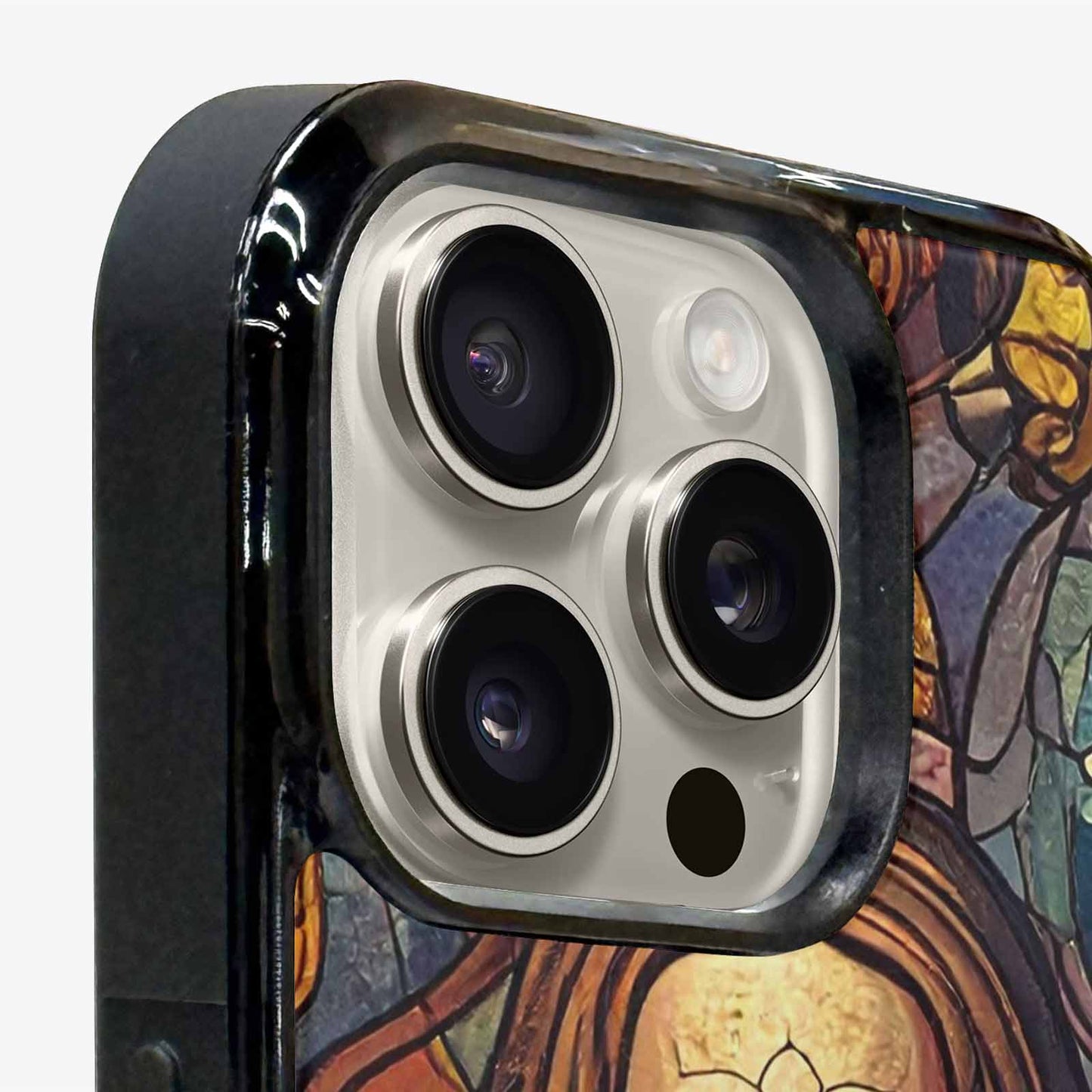 iPhone 16 Pro Max Case — Jesus Face Small Cross And Faith, Custom Designed Case Cover