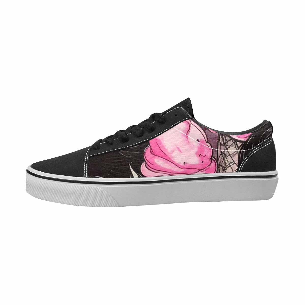 WOMEN'S Ice Cream Black & Pink Ink Canvas Artist-designed Vibrant Chaos Shoes