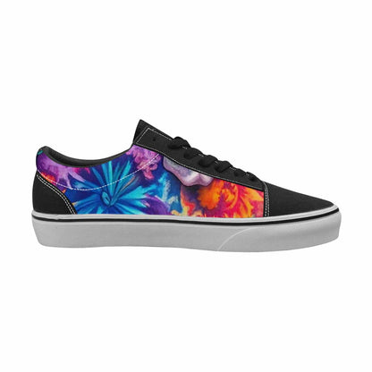 WOMEN'S Tie Dye Skulls Print Canvas Lace-Up Aesthetic Custom Sneakers