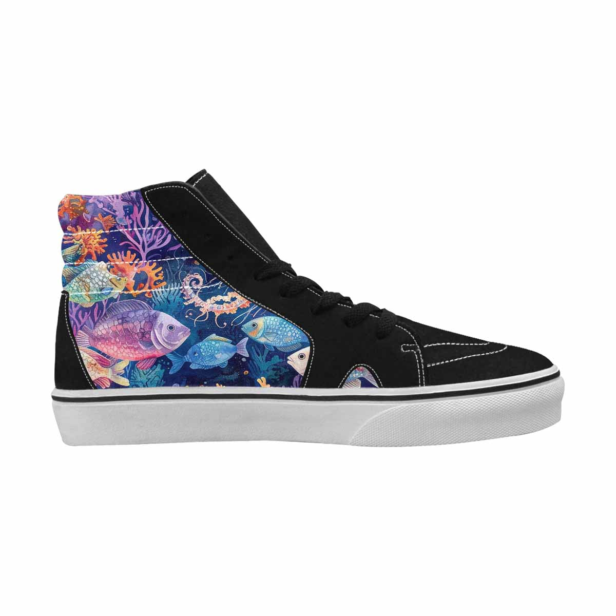 MEN'S Fish Scale Coral High Top Canvas Vivid Custom Shoes