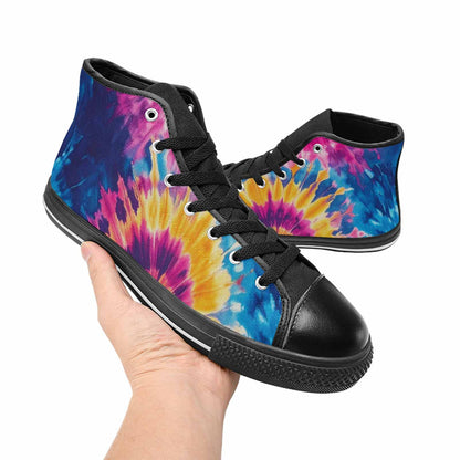 MEN'S Tie Dye Swirl High Top Canvas Cottagecore Custom Sneakers