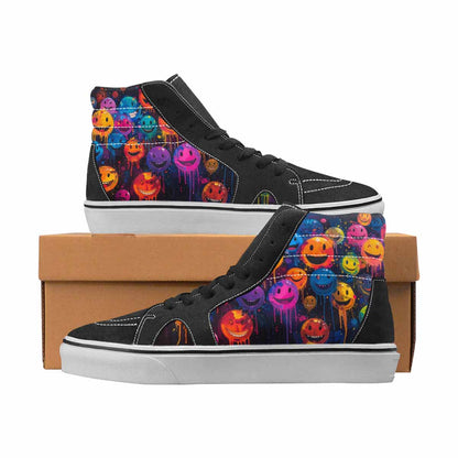 WOMEN'S Smiley Face High Top Canvas Custom Fashion Wallpaper Art Custom Sneakers