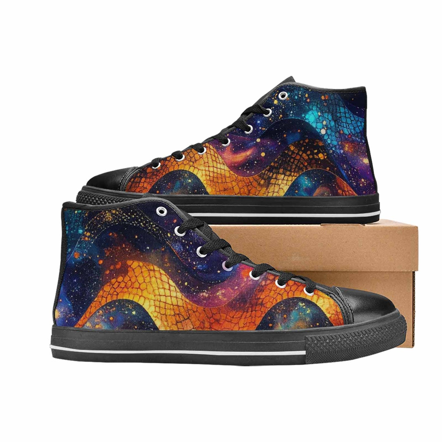 MEN'S Galaxy Snake Print High Top Canvas Surreal Sneakers