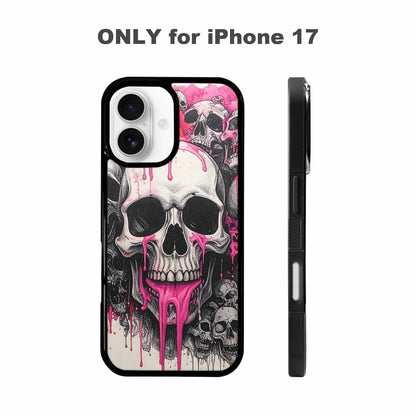 iPhone 17 Case — Black &amp; Pink Ink Gothic Skulls, Custom Made Phone Cover