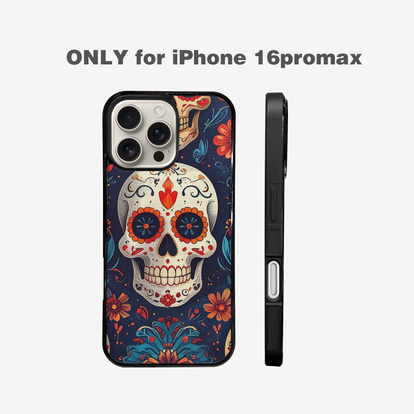 iPhone 16 Pro Max Case — Day Dead Sugar Skull Art 100s, Custom Made Phone Cover