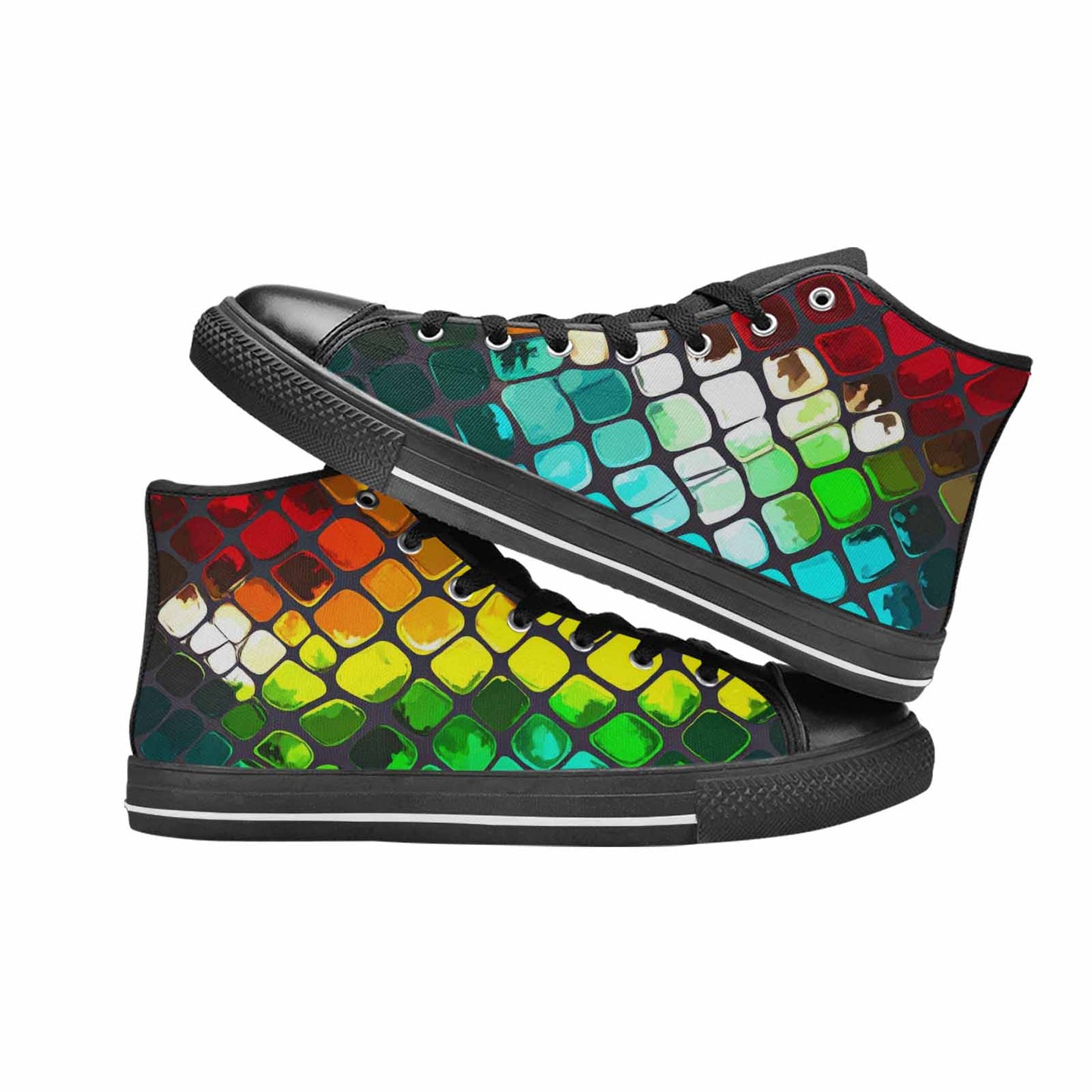 MEN'S Dark Snake Print High Top Canvas Surreal Custom Sneakers