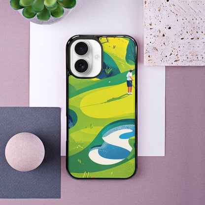 iPhone 16 Case — Golf Cartoon Art Pattern, Custom Designed Case Cover