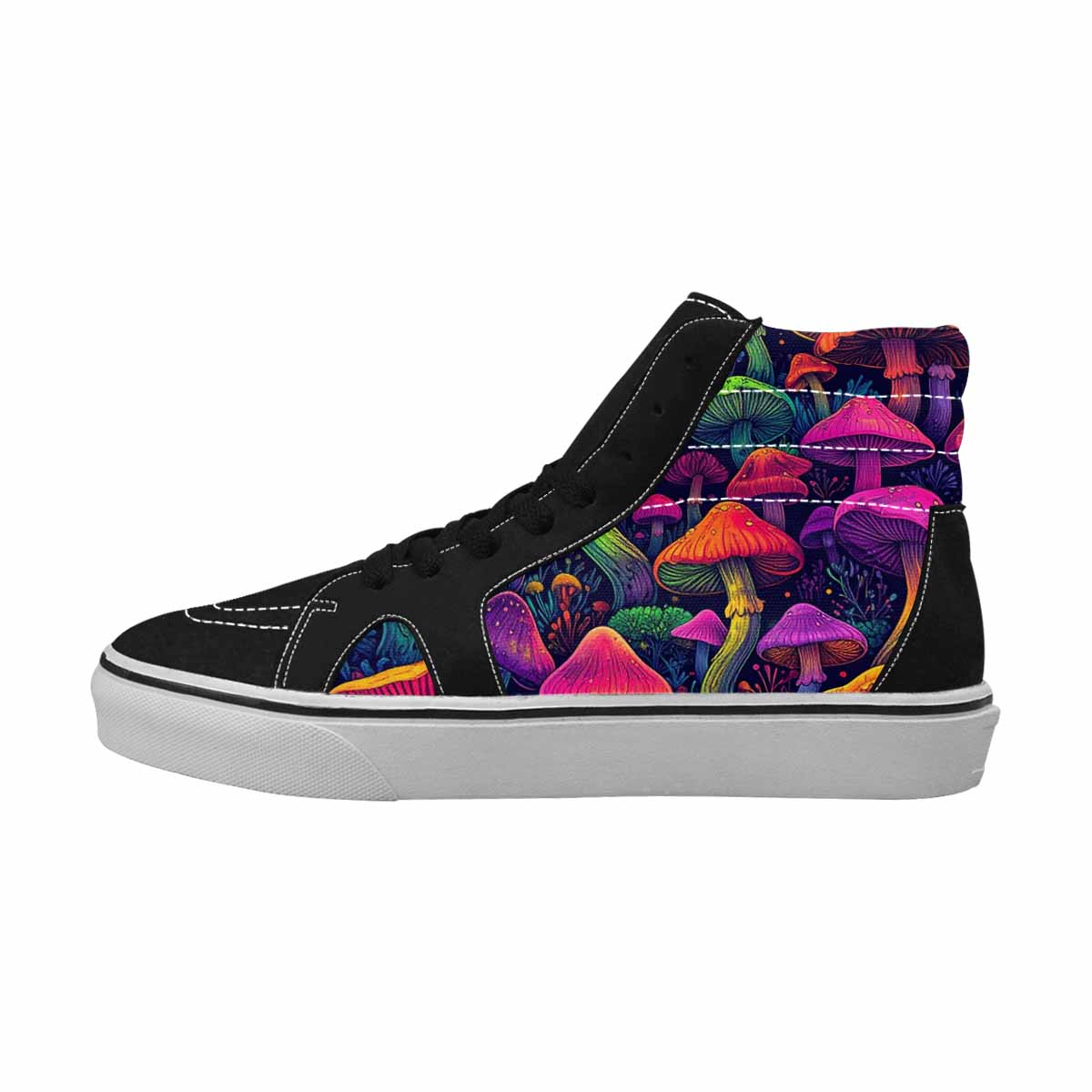 WOMEN'S Psychedelic Mushroom High Top Canvas Vibrant Chaos Shoes