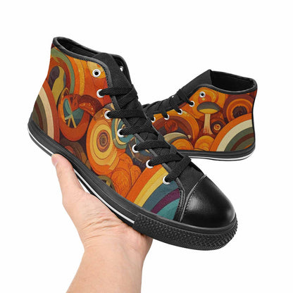 WOMEN'S Groovy 70S Peace High Top Canvas Y2K Custom Shoes