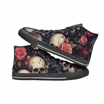 MEN'S Skulls - Roses High Top Canvas Dark Academia Custom Sneakers