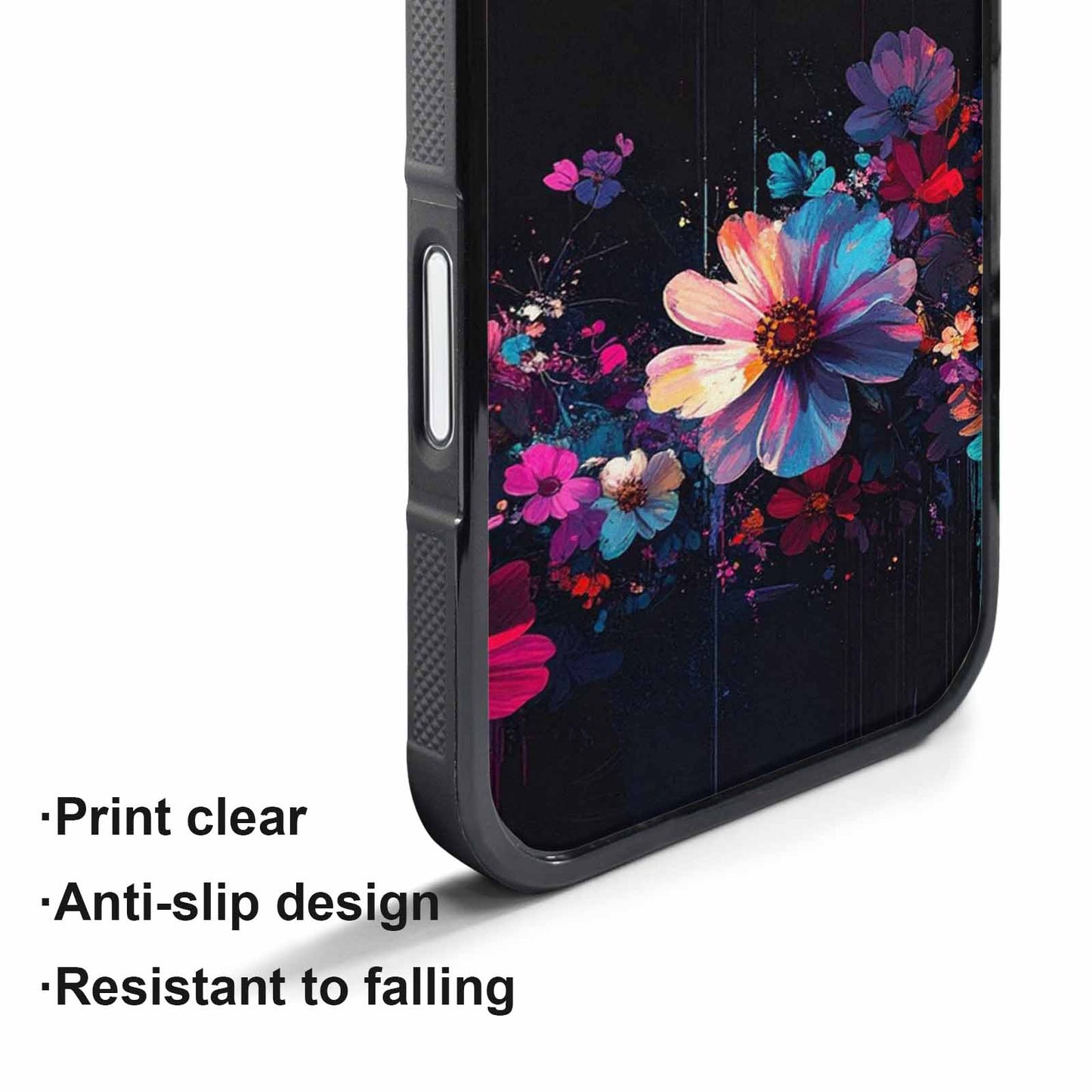 iPhone 17 Pro Case — Shadowy Glitch Floral Pattern Hundreds Floral, Custom Print Case Cover