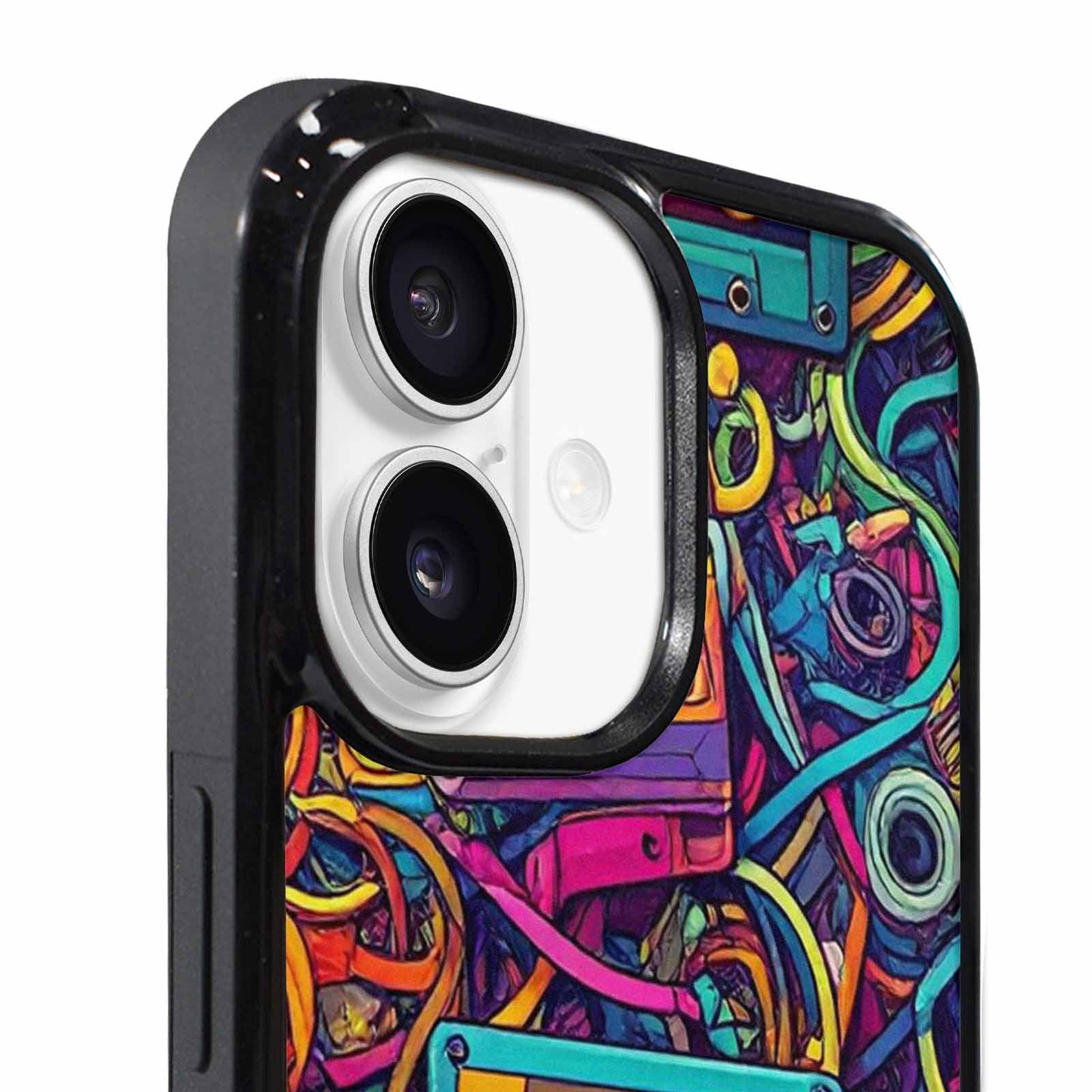 iPhone 17 Case — Retro Cassette Tape Pattern Retro Vintage, Custom Printed Phone Case